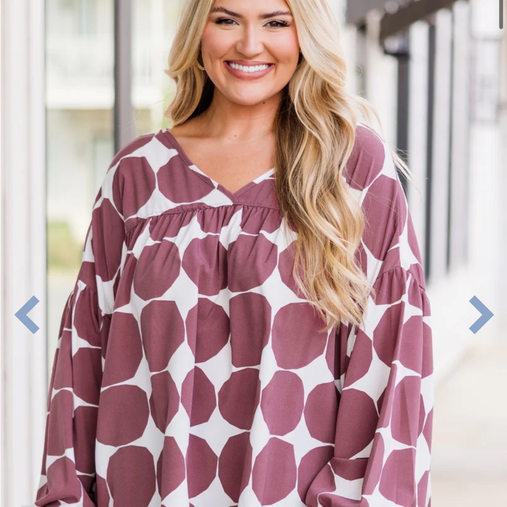 Chic Soul Polka dot babydoll style blouse